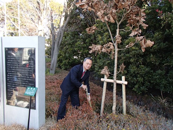 増井忠幸教授と記念樹